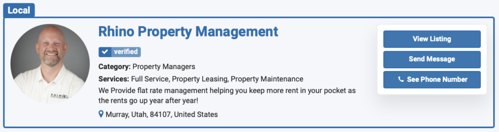 Results in our real estate directory for  the property management company Rhino Property Management